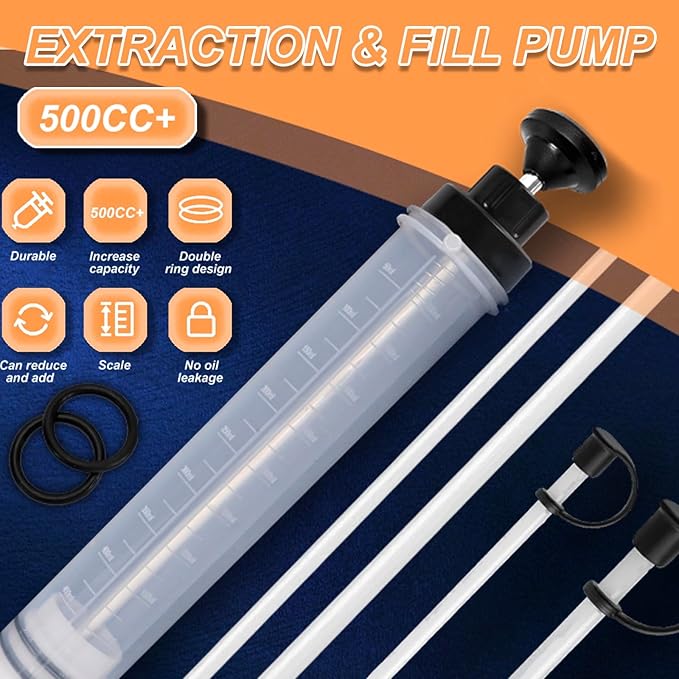 500CC Fluid Extractor Pump Automotive, Oil Pump Extractor, Upgrade Fluid Pump Automotive, Brake Fluid Extractor and Oil Syringe, Oil Suction Pump Extractor for Changing Oil