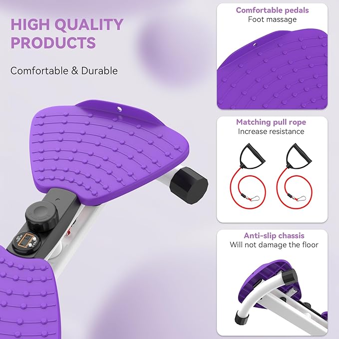 Waist Twister Machine, Adjustable Exercise Twist Board for Women Men, Noiseless Ab Twister for Home Gym Equipment, 330 lbs Capacity | Track Time, Reps, Calories with Digital Display