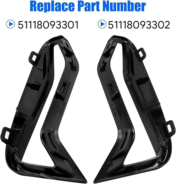 Front Bumper Side Grill Black Trim Pair Set Fit for BMW 3 Series G20 G21 M340i 2018-2022 Replace # 51118093301 51118093302 Fog Lamp Decorative Grill Trim