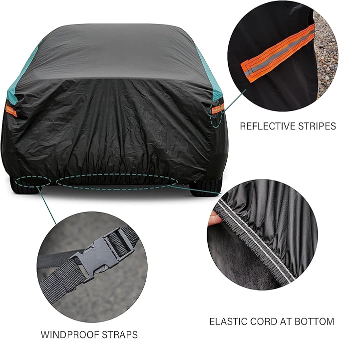 Hatchback Car Cover for Automobiles Waterproof All Weather, Universal Fit Mazda 3 Hatchback, Honda Civic Hatchback, Volkswagen Golf, Toyota Matrix, Nissan Leaf, Kia Forte5 etc.