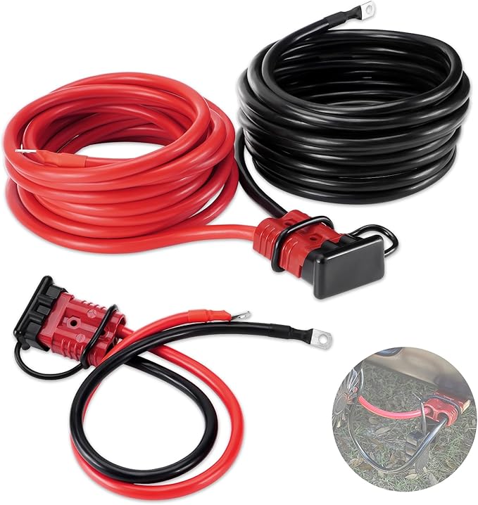 24 FT Quick Disconnect Winch Power Cable, 4 Gauge 4 AWG Copper Wiring, Heavy Duty Quick Disconnect Cables