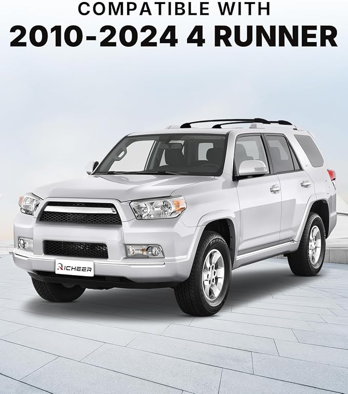 Richeer 220LBS Roof Rack Cross Bars for 4runner 2010-2024 with Side Rails, Lockable Heavy Duty Aluminum Cross Bar with Anti-Theft Locks for Cargo Racks Rooftop Luggage Canoe Kayak Bicycle roof Bag