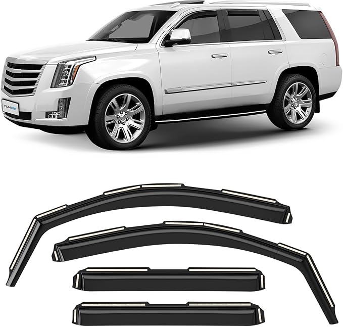 CLIM ART in-Channel Incredibly Durable Rain Guards for Cadillac Escalade 2015-2020, Original Window Deflectors, Vent Window Visors, Vent Deflector, 4 pcs. - 615289