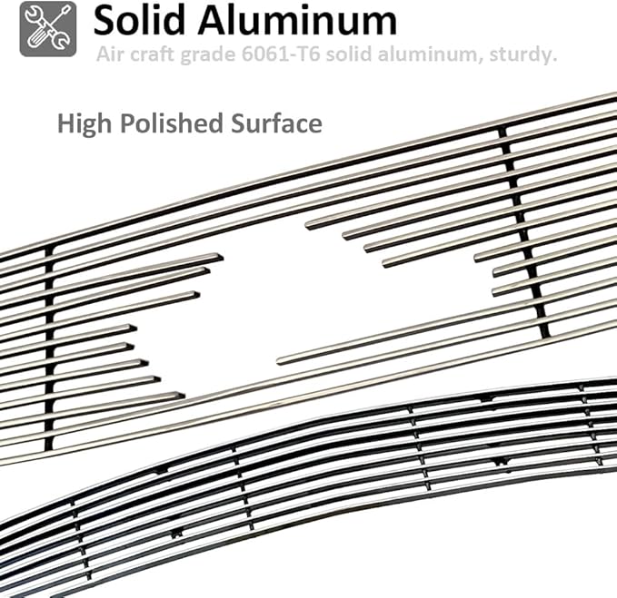 Chrome Main Upper Lower Bumper Grille Fits 2010-2012 Ford Mustang V6 Bolt Style Aluminum Grill Insert for Mustang V6 2010 2011 2012 (Upper + Bumper)