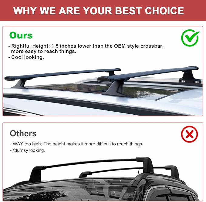 KINGGERI 220lbs Roof Racks Cross Bars Fit for Jeep Grand Cherokee L 2021-2026 & Grand Cherokee 2022-2026, Heavy Duty All Metal Aluminum Roof Rails Crossbars Luggage Cargo Carrier SUV Accessories