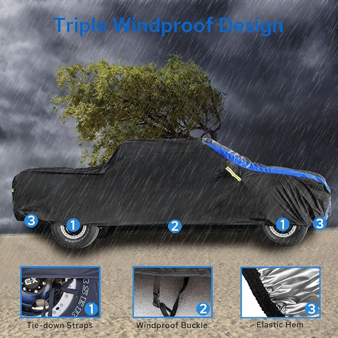 Avecrew All Weather Truck Cover - Waterproof, Rain, Snow, UV & Dust Protection (230"-242")