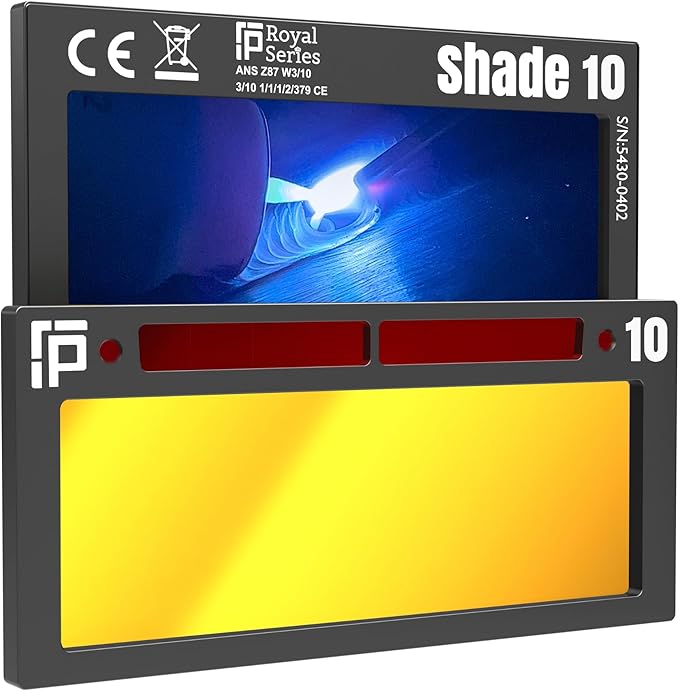 The King Single 2.0 | Shade 10 Gold Auto Darkening Welding Lens | 20A TIG Rating - No Flashing | 2" X 4.25" X 0.2" | Gold Welding Lens - Blue Puddle | Ridge Products Royal Series 2.0