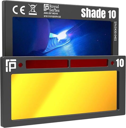 The King Single 2.0 | Shade 10 Gold Auto Darkening Welding Lens | 20A TIG Rating - No Flashing | 2" X 4.25" X 0.2" | Gold Welding Lens - Blue Puddle | Ridge Products Royal Series 2.0