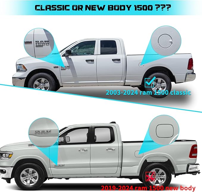 Truck Bed Tonneau Cover Compatible with Dodge Ram 1500 Classic(2002-2024), 2500&3500(2003-2024) 6.4 ft Standard Box w/o Rambox, Soft Roll Up Style, NOT for 19-24 1500 New Body