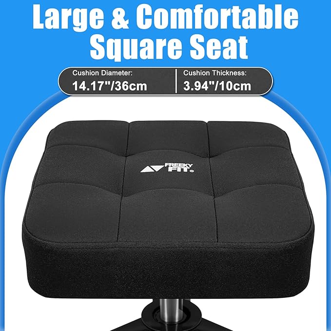 Adjustable Shop Stool,Garage Mechanic Stool Chair,Work Seat for Workshop, Adjustable Height, 360° Swivel Padded Square Seat,Tool Storage, 350 LBS Capacity, Heavy Duty, Black