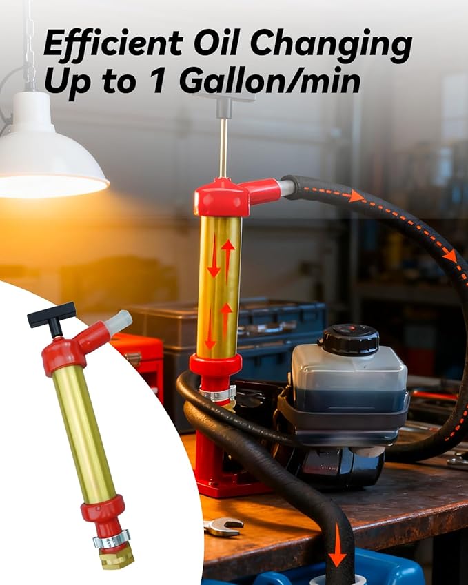 34060-0130 Marine Engine Oil Drain Hand Pump Fit for OMC Mercruiser, Brass Engine Oil Drain Pump Replace 802889A1 802889Q1 (10.25" Long, 1.25" Diameter, 1 Gallon/Minute Output)