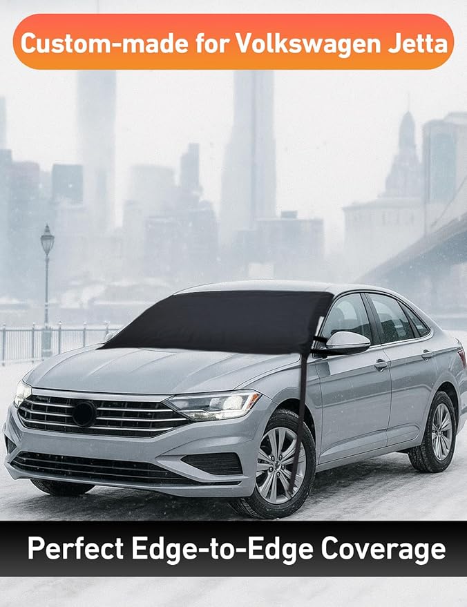 EcoNour Car Snow Cover Compatible for Volkswagen Jetta | Windshield Cover for Ice and Snow with S-Hook Straps | Heavy-Duty 600D Oxford Winter Car Cover, Waterproof & Anti-Slip