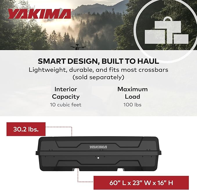 Yakima Hard Shell Cargo Box, Vehicle Rooftop Travel & Storage Gear Case, Carrier for Cartop or Truck Bed, 10 Cubic Feet, DeepSpace 10, Black