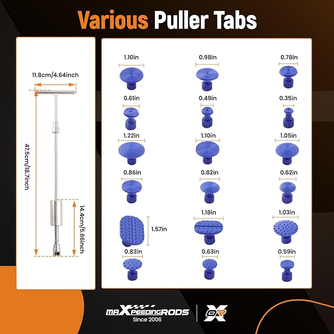 maXpeedingrods Car Dent Puller Dent Removal Kit, 2 in 1 Slide Hammer T Bar Dent Puller, Paintless Auto Body Dent Repair Tool, for Car Motorcycle Refrigerator, 43PCS