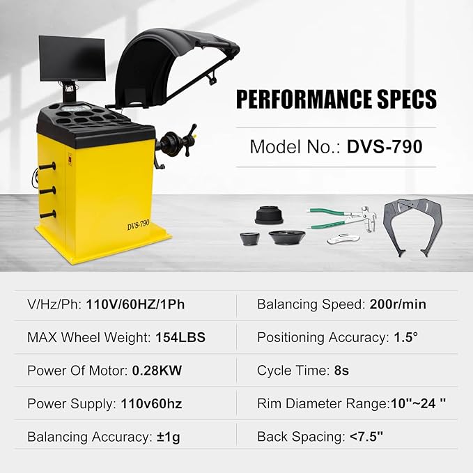 24'' Rim 1.5HP Tire Changer w/Assist Arms and 10''-24'' Rim Tire Balancer Combo and 3HP Oil-Free Air Compressor for Tire Repair and Wheel Balancing Garage Shop Equipment w/ 1 Year Full Warranty