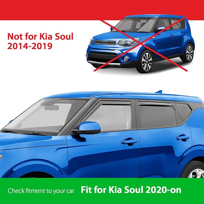 Goodyear Shatterproof in-Channel Window Deflectors for Kia Soul 2020-2026, Rain Guards, Window Visors for Cars, Vent Deflector, Car Accessories, 4 pcs - GY003493