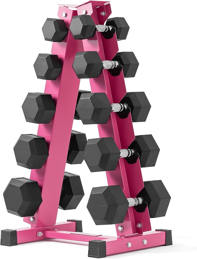 RitFit 5-650 LBS PVC Encased Hex Dumbbell Sets with Optional Rack for Home Gym, Hand weight with Chrome Handle for Strength Training, Workouts