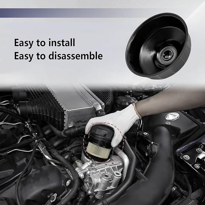 86mm 16 Flutes Oil Filter Wrench - Steel Socket Kit Compatible With BM and V0LV - Housing Caps Removal Tool