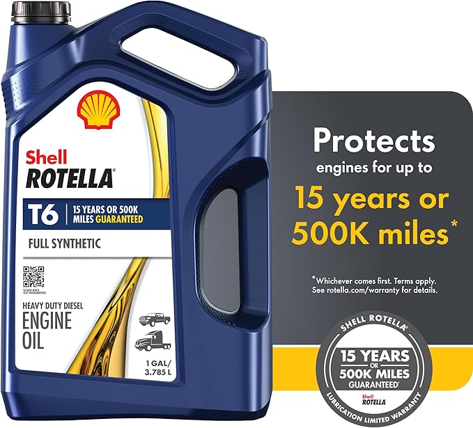Shell Rotella T6 Full Synthetic 5W-40 Motor Oil, 1 Gallon (3 Pack)
