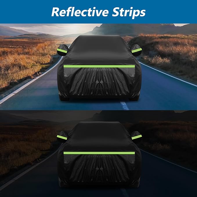 Waterproof Car Covers for Chevrolet Chevelle Malibu SS Sedan/Coupe 1964-1972, 420D Oxford Cloth Sun Heat Protection Outdoor Full Covers with Driver Side Zipper Windproof Heavy Duty All Weather