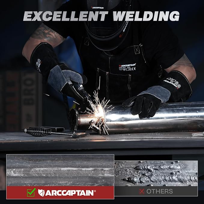 ARCCAPTAIN 165A MIG Welder 110V/220V, 2025 Newest [Large LED Display] 4 in 1 Gasless/Gas MIG/Lift TIG/Stick Welding Machine Multiprocess Welder Machine, IGBT Inverter Welder with Synergy, 2T/4T