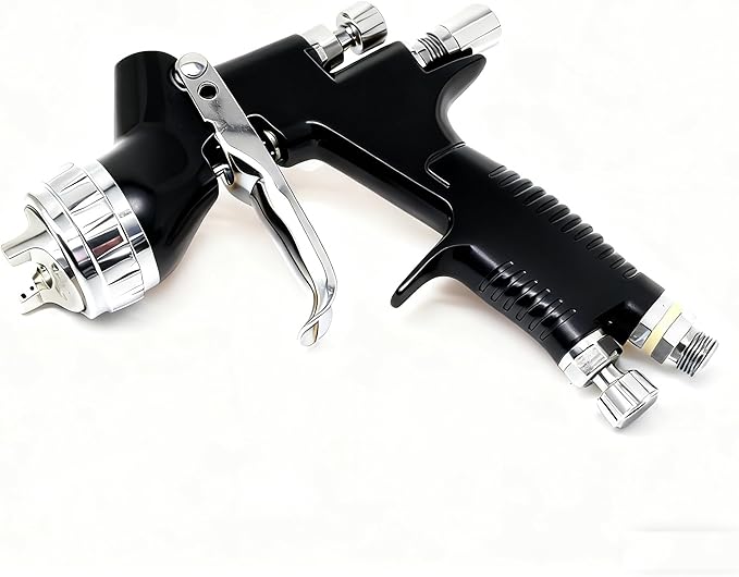 TE20 HVLP Air Spray Gun 1.3mm Nozzles, Car Paint Gun Sprayer,Forged Body, Anodised Finish，Paint Gun for Varnish and Top Coat, with Paint Sprayer Accessories (Black（Plum Blossom Nozzle）)