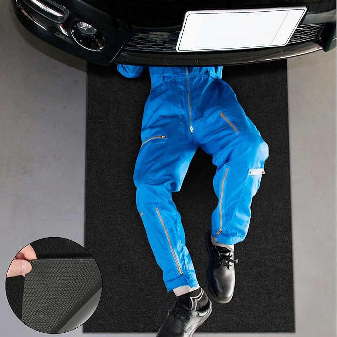 Golener Oil Spill Mat - 36”x59” Garage Floor Mat for Under Car, Absorbent Oil Mat, Rubber Floor Mats, Waterproof, Contain Liquid, Protect Garage Surface from Spills, Reusable, Washable, Durable, Black