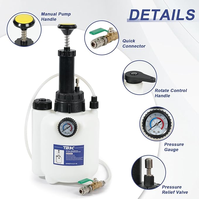 Transmission Fluid Transfer Pump,3L Manual Refill System Dispenser with Pressure Gauge,Automotive Transmission Dispenser Pump Tool Set Oil with 12pc ATF Adapters