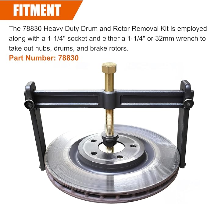 PSLER 78830 Car Repair Tool, Heavy Duty Hub Drum And Rotor Puller Kit Tools for a 1-1/4" Socket and 1-1/4" or 32mm Wrench