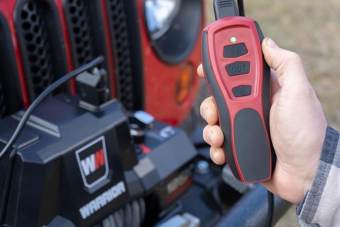 Warrior Winches Gladiator 8000lbs 12v Electric Winch with Wired/Wireless Remote with Synthetic Rope, for Truck, Boat Trailer, Jeeps, SUVs, 4x4, Trailer Winch, with Hawse Fairlead, IP68 Waterproof