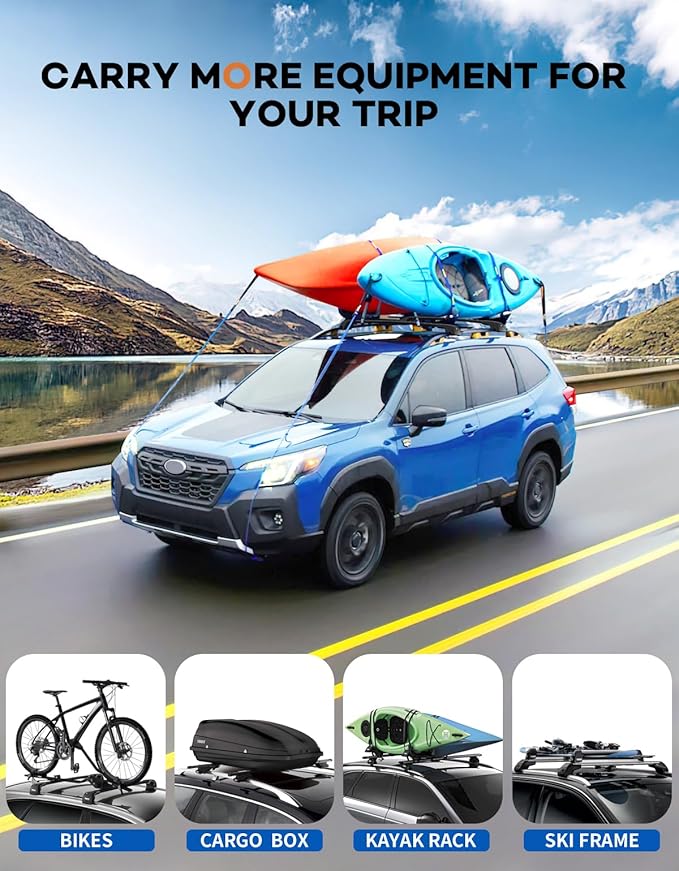 300lbs Lockable Roof Rack Cross Bars Compatible with Subaru Forester Wilderness 2022-2026,Heavy Duty Aluminum Roof Rails Crossbars Black Rooftop Cargo Carrier Luggage