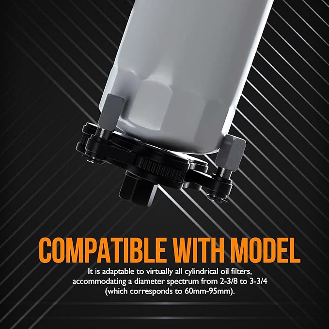 Adjustable Oil Filter Wrench 2-3/8 to 3-3/4 inch 60-95mm Universal Oil Filter Removal Tool 3/8 inch Drive Cap Style Oil Filter Tool