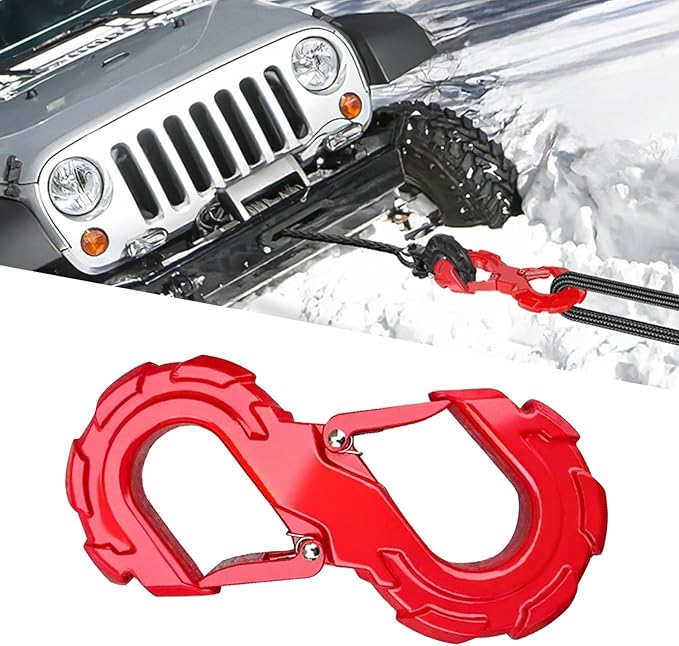 S-Shape 3/8 Winch Shackle, Heavy Duty Winch Hook, Galvanized to Prevent Rust, Vehicle Recovery Hook for Towing SUV, ATV, Trucks, Trailers (Red)