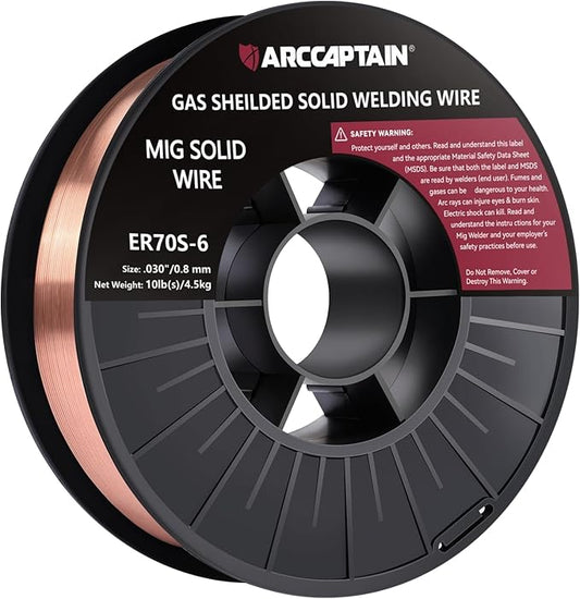 ARCCAPTAIN Mig Welding Wire, 0.030 10Lb Mig Wire ER70S-6 10Lbs Gas Solid Carbon Steel Low Splatter Mig Welding Wire Compatible With Lincoln Miller Forney Harbor Welder 0.08 4.5KG