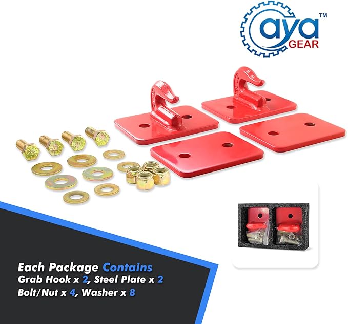 5/16-in Bolt On Grab Hook Mount with Backer Plate Grab Hook 70 Forged Steel Tow Hook Work Well for Loader, Tractor Bucket, RV, UTV,Truck (Red)