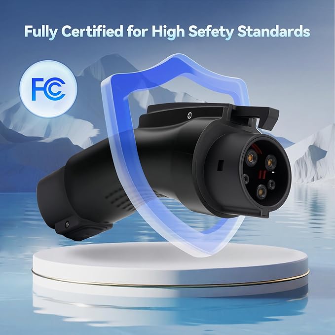 Tesla to J1772 EV Charging Adapter, 60Amp, 250V AC, Silver-Plated Efficient Charging Design, Safety Certified, Compatible with Tesla Destination/Mobile/Wall Connectors [Only to J1772 ]