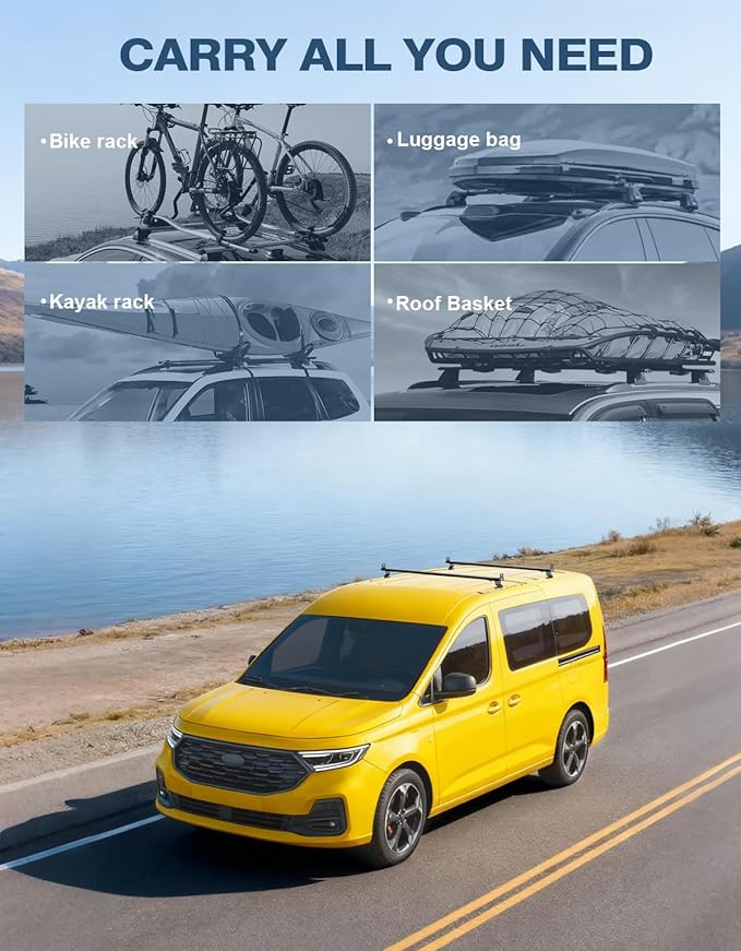 Van Ladder Roof Rack Fits for Ford Transit Connect 2014-2025 (Not for Transit), Ladder Rack for Cargo Van，Ladder Rack Ideal for Transporting Ladders Luggage Cargo Rack Crossbars Accessories