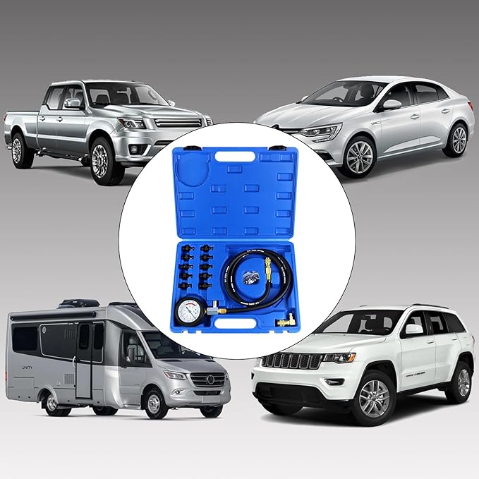 YSTOOL Oil Pressure Tester Kit Professional Oil Pressure Gauge Tool for Engine Diagnostic Test with Hose Adapters and Carry Case for Cars ATVs Trucks Use 0-140psi