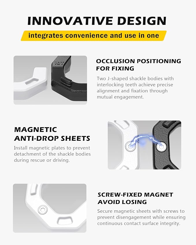 D-Ring Separate Shackles, 2Pack, 3/4" D-Ring Shackles 7/8" Pin, 57320lbs Breaking Strength, Heavy Duty Forged Steel, D-Ring Shackles Towing Winch Shackle for Recovery, Off-Road, Black White