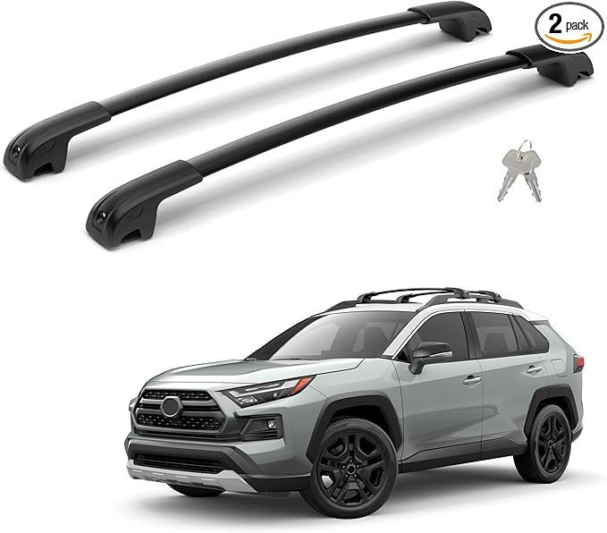 300Lbs Lockable Roof Rack Crossbars for 2019-2025 Rav4 Adventure/TRD Off-Road, Heavy Duty Aluminum Anti-Corrosion Cross Bar Fit Luggage Luggage Kayaks Bicycles Snowboard