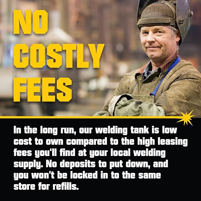 PrimeWeld 100% Argon Gas Welding Tank Full 125CF | DOT 3AA | USA CGA 580 Valve | Best Gas for TIG Welding Applications | Cylinders Full & Ready to Use