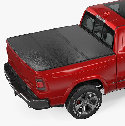 BDFHYK 5'7" Hard Tri-Fold Truck Bed Tonneau Cover Compatible with 2009-2025 Dodge Ram 1500 5.7 FT (67.4") Box, Heavy-Duty Lock Cover w/Waterproof, Anti-UV, No-Drill, Anti-Theft