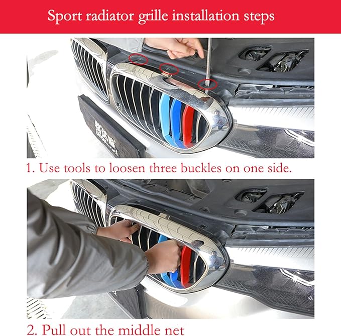 Fit For BMW 5 Series G30 G31 2017-2023 Sport Double Slats Air Front Grille Kidney Grille Replacement Cover Set 520i 530e 530i 540i 540d 550i (2017-2020 Carbon fiber color)