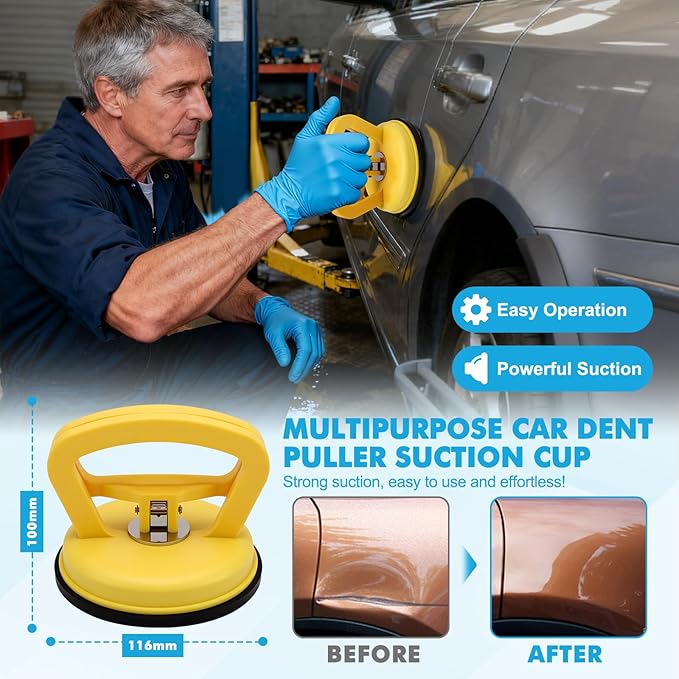 142PCS Car Dent Puller Kit,Car Paintless Dent Remover Tool Kit with LED Light Board,T-bar Slide Hammer & Bridge Puller & Suction Cup,Dent Repair Kit for Remover Auto Body Hail Damage Large Small Dent