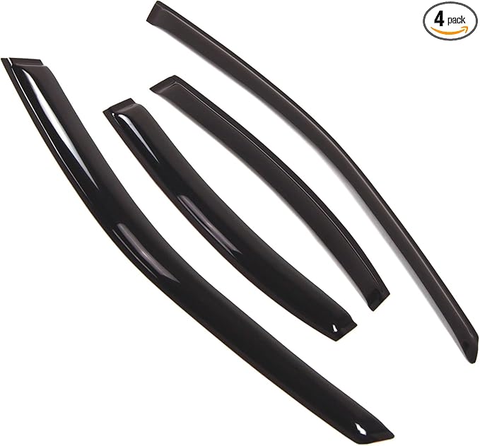 TuningPros Outside Mount Window Vent Visors Rain Guards Compatible with Lincoln LS 2000-2006 | Side Window Wind Deflectors Rain Shields | Smoke Tinted, 4 Pcs Set, DGWV-296