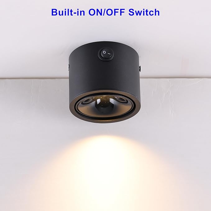 2-Pack RV LED Spot & Reading Light - Matt Black 12V Wall Fixture, 3000K Warm White Interior Light for Motorhome Camper Bedroom