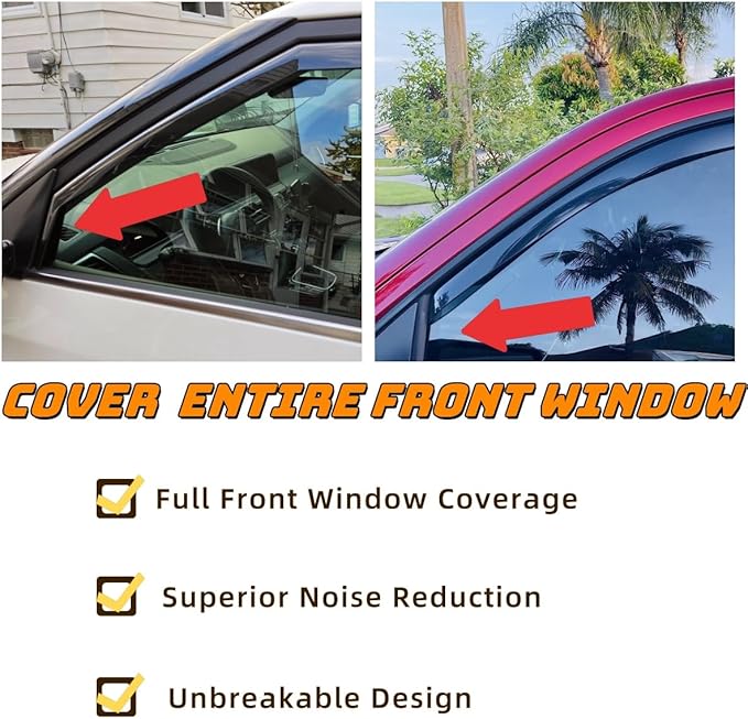 Rainproof Side Window Wind Deflectors for Ford Expedition 1998-2002, in-Channel Sun Rain Guard Sets,Nice Looking Window Visors for Cars,Vent Deflector for Ford Expedition 98-02 W194233