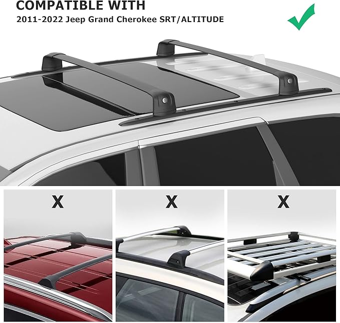 220LBS Roof Rack Cross Bars for 2011-2022 Grand Cherokee Altitude/SRT/Trackhawk, Aluminum Car Cargo Crossbars Rooftop Luggage Kayak Bicycles Canoe Carrier