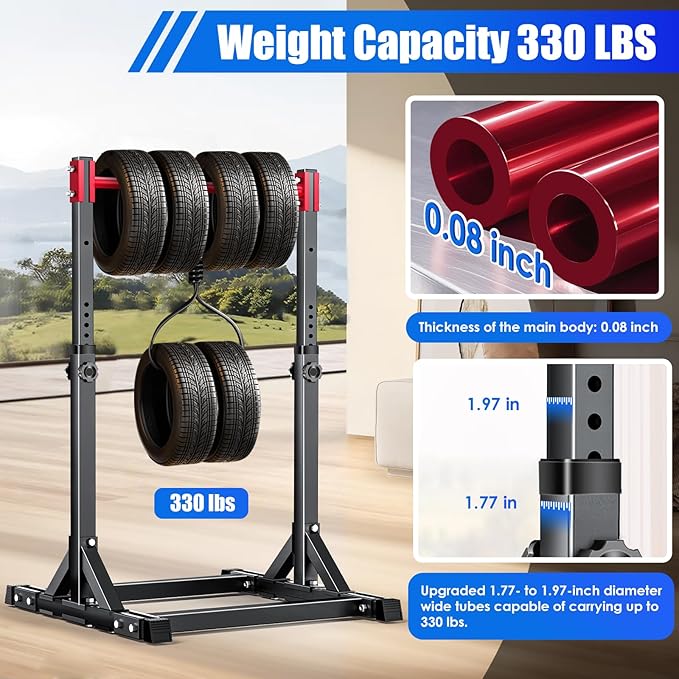 AFFLUENT Pull Up Bar Free Standing Power Tower Station - 330LBS Heavy Duty Adjustable Pullup Bar Stand for Home Gym, Multifunction Dip Station with 8-Level Height