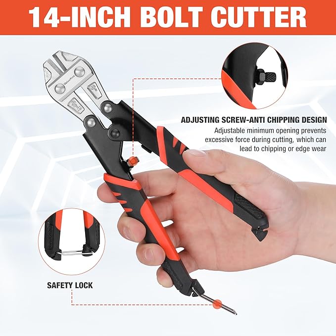 ValueMax Bolt Cutter Set, 3-Piece Heavy Duty, 14" and Mini 8" Cutters, 8" Cable Cutter With Carrying Bag for Locks, Steel Wire, Barbed Wire, Chains